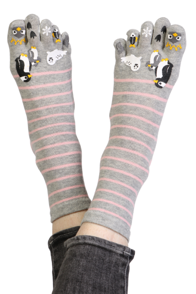 Toe socks with penguins