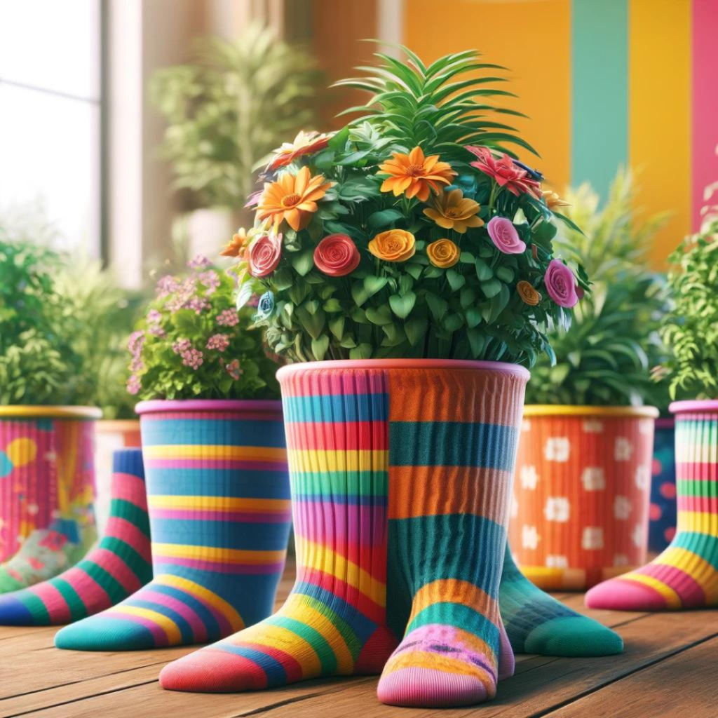 DIY Sock Crafts: flowerpot cover