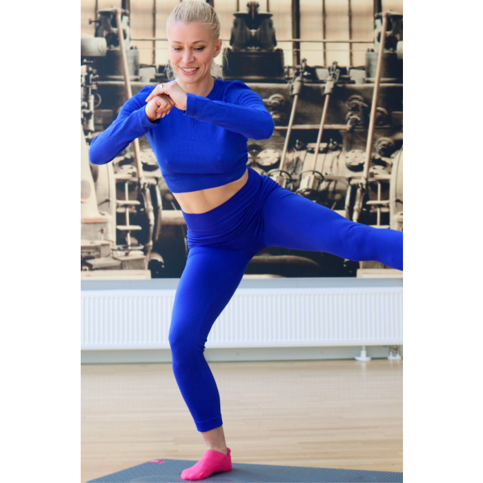 SARA blue microfibre leggings for women