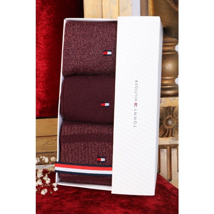 TOMMY socks | 3 HILFIGER red pairs Sokisahtel box with gift of