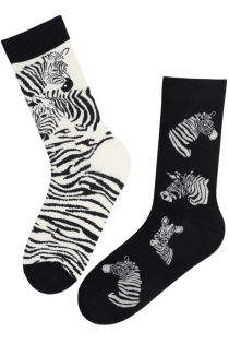 Чёрно-белые хлопковые носки с узором зебры ANDREW | Sokisahtel