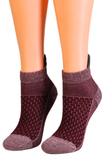 AVENA burgundy sparkly low-cut socks | Sokisahtel