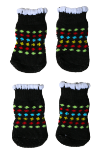 Чёрные антискользящие носки с узором в горошек для собак KOERASOKID | Sokisahtel