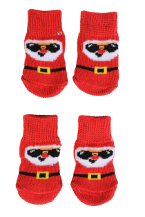 Красные антискользящие носки с Дедом Морозом для собак KOERASOKID | Sokisahtel