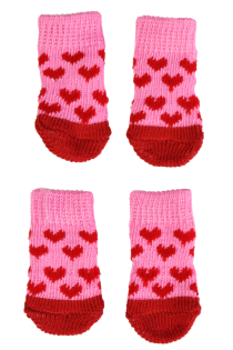 Розовые антискользящие носки с сердечками для собак KOERASOKID | Sokisahtel