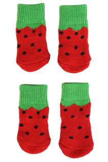 Красные антискользящие носки с узором клубники для собак KOERASOKID | Sokisahtel