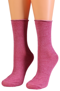 Фантазийные носки розового цвета с блеском ELINA | Sokisahtel