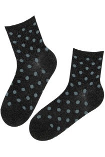 Хлопковые носки чёрного цвета в синюю крапинку с блеском ELMI | Sokisahtel