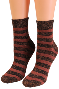 GAGA bronze sparkly striped socks | Sokisahtel