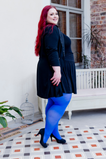 GLOW plus size 50 DEN blue tights | Sokisahtel