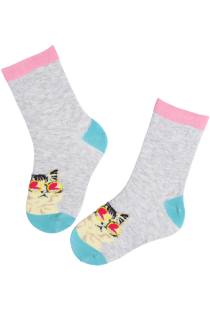 HADLEY grey socks with cats for kids | Sokisahtel