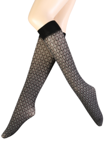 JADE black patterned knee-highs | Sokisahtel