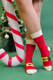 Хлопковые носки красного цвета в рождественской тематике JOVIE | Sokisahtel