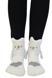 Хлопковые носки белого цвета c магнитными вставками и звериными мордочками KAIRET | Sokisahtel