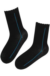 Хлопковые носки чёрного цвета с синей полоской KRISTI | Sokisahtel