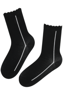 Хлопковые носки чёрного цвета с белой полоской KRISTI | Sokisahtel