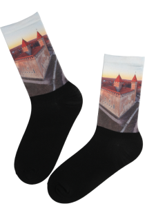 Чёрные носки с принтом "Курессаарский замок" KURESSAARE LOSS | Sokisahtel