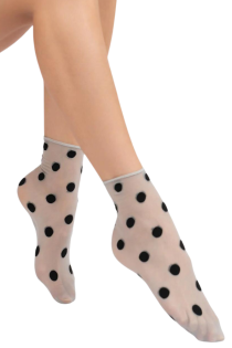 KYLIE light gray sheer socks with dots | Sokisahtel