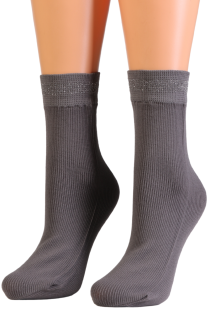 Фантазийные носки серого цвета со сверкающим краем EEVI | Sokisahtel