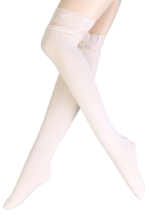 LORELEI white cotton knee-highs | Sokisahtel
