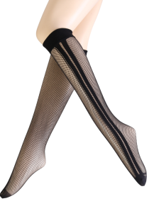 MILANI black fishnet pattern knee-highs | Sokisahtel