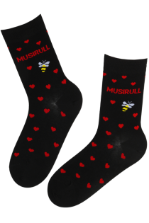 Чёрные хлопковые носки с сердечками MUSIRULL | Sokisahtel
