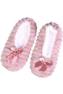 ROSETTE pink soft slippers with a bow | Sokisahtel