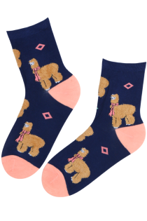 SELMA dark blue cotton llama socks | Sokisahtel