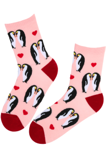 SELMA pink cotton penguin socks | Sokisahtel