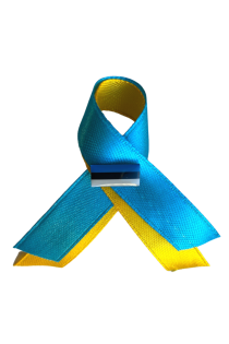 Нагрудная лента желто-голубого цвета со значком в виде флага Эстонии в поддержку Украины UKRAINA | Sokisahtel