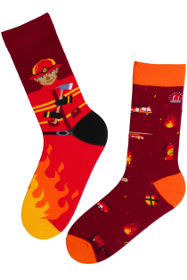 Красные носки с пожарными TIMOTHY | Sokisahtel