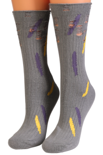 Серые хлопковые носки в "рваном" стиле TREVISO | Sokisahtel