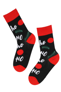 CLAUS black cotton socks with Santa's laughter | Sokisahtel