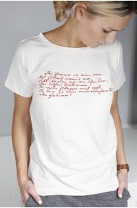 Женская футболка бежевого цвета, посвященная Празднику песни и танца 2019 года MINU ARM (моя любовь) | Sokisahtel