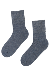Тёплые носки синего цвета из шерсти альпака с блестящей кромкой ALPAKO | Sokisahtel