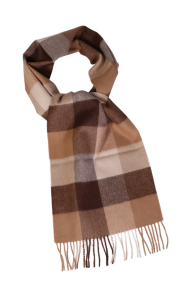 Alpaca wool brownish beige checkered scarf | Sokisahtel