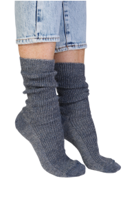 Тёплые блестящие носки синего цвета из шерсти альпака ALPAKO | Sokisahtel