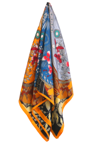 Шейный платок оранжевого цвета с яркими акцентами и цветочными мотивами ANDRIA | Sokisahtel