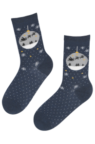 ANGEL blue cotton socks with Christmas pattern | Sokisahtel