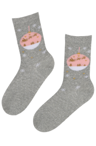 ANGEL gray cotton socks with Christmas pattern | Sokisahtel