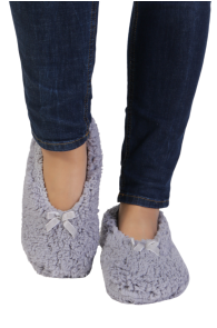 Теплые и мягкие носки-тапочки серого цвета с бантиком и нескользящей подошвой ARIA | Sokisahtel