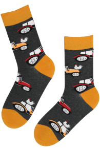 Хлопковые носки серого цвета в автомобильной тематике AUTOMOBILE | Sokisahtel