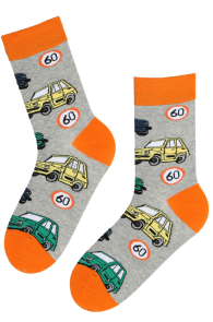 AUTOMOBILE light grey cotton socks with cars | Sokisahtel