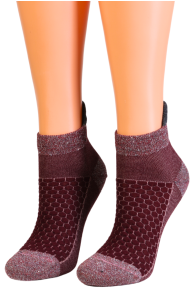 AVENA burgundy sparkly low-cut socks | Sokisahtel