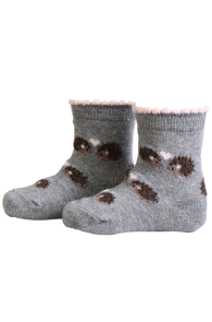 Хлопковые носки серого цвета с изображением влюблённых ёжиков для малышей BEBE | Sokisahtel