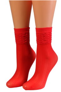 Красные тонкие носки с узором BEGONIA | Sokisahtel