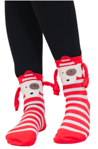 Хлопковые носки в полоску красно-белого цвета c магнитными вставками BOB | Sokisahtel
