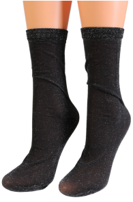 Фантазийные носки чёрного цвета с блеском CAMELIA | Sokisahtel