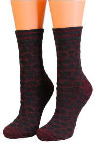 CELESTE burgundy red sparkly socks | Sokisahtel