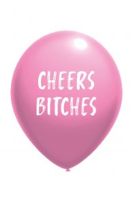 Воздушный шарик розового цвета из латекса с надписью CHEERS BITCHES | Sokisahtel